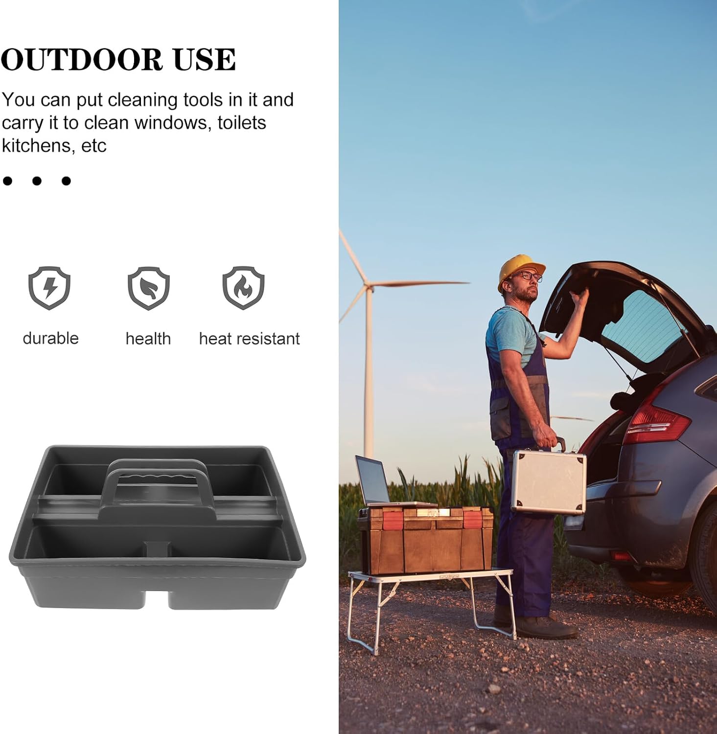  STOBAZA Boîte De Rangement Pour Produits De Nettoyage Portable Avec Poignée En Pp, Organiseur Pratique Pour Outils De Nettoyage à Main, Maison Voiture