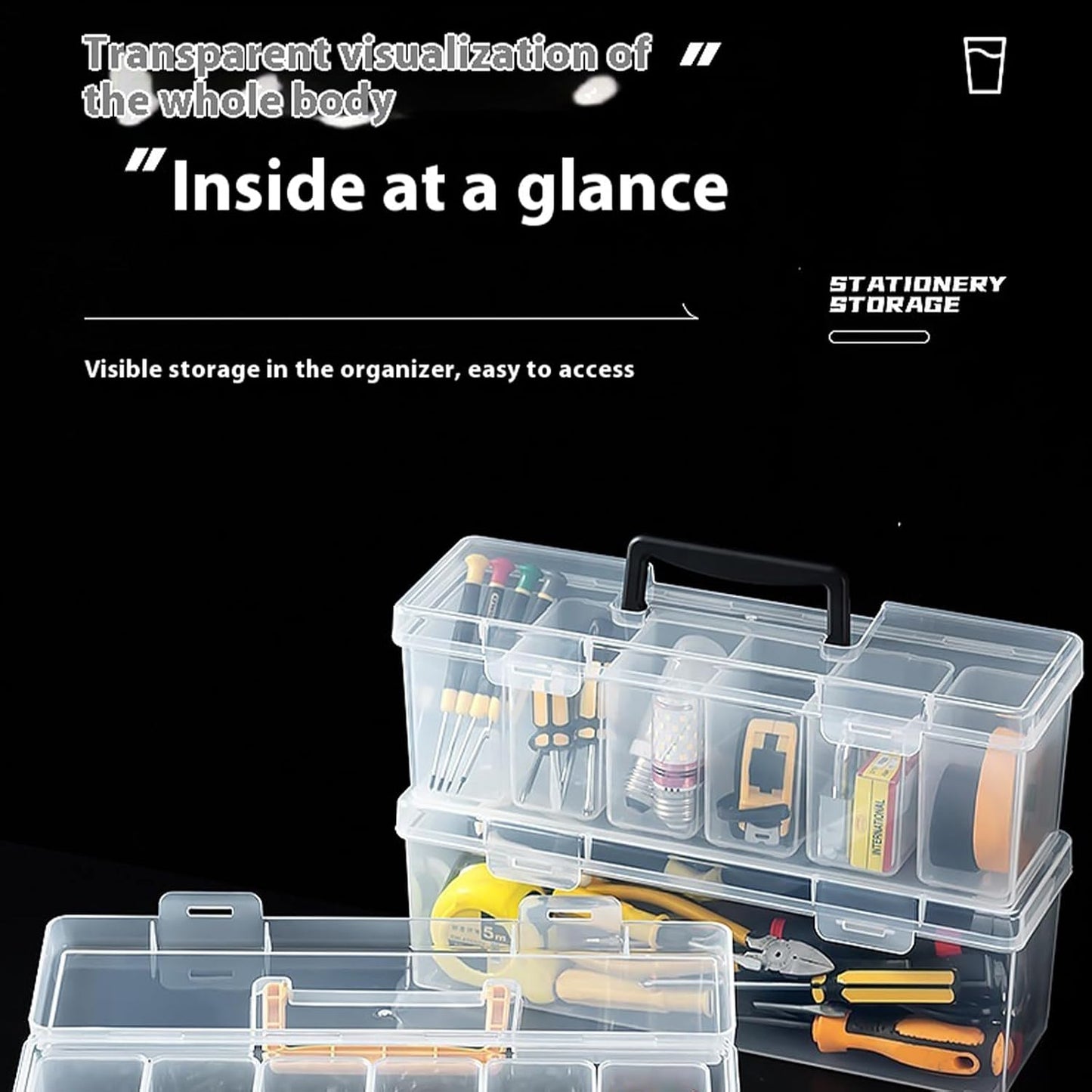  Boîte De Rangement Multifonction Portable Avec Compartiment Amovible Pour Voiture, Camping, Outils Ménagers, Solution De Rangement Compacte