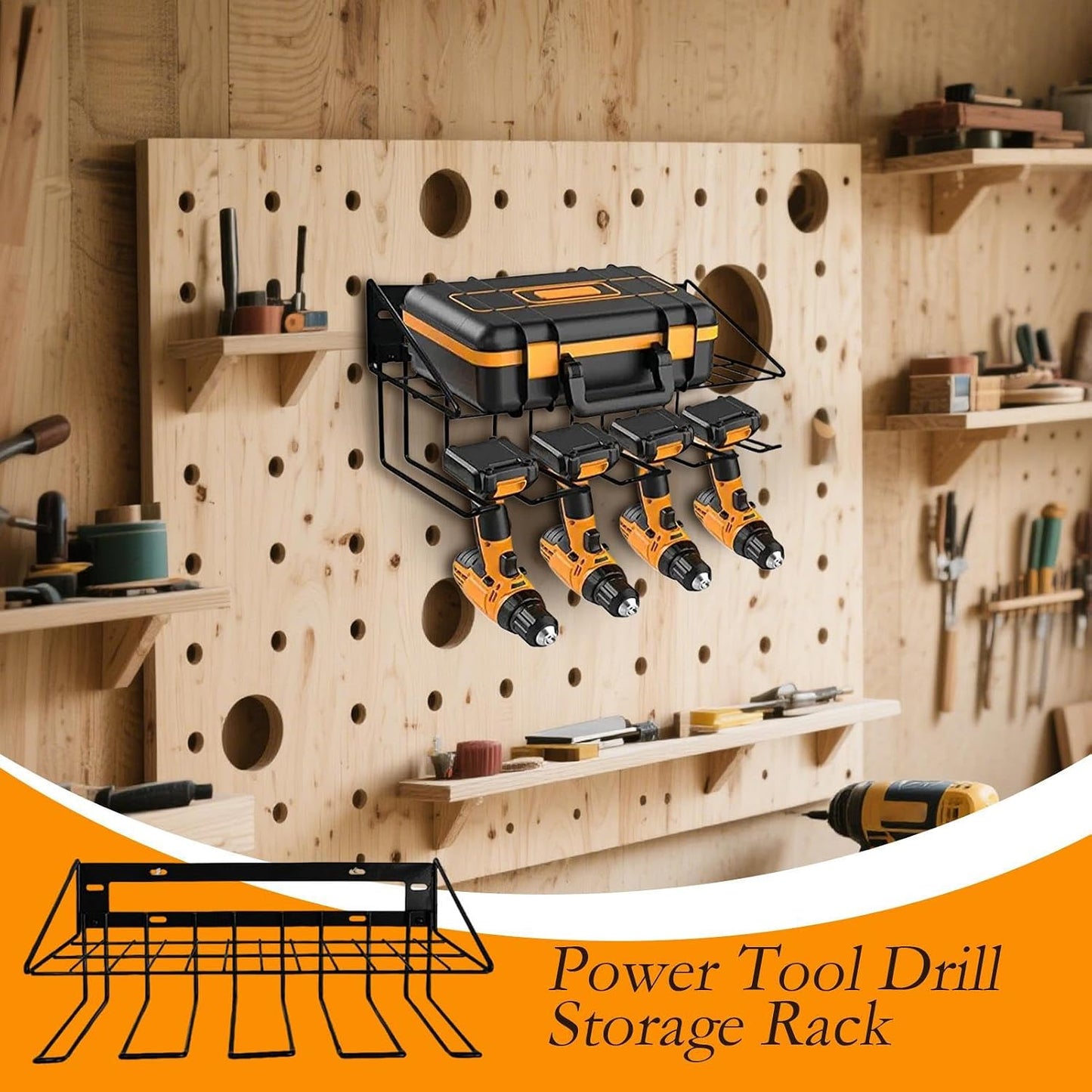  Generisch Porte-outils | Rangement En Métal Pour Garage, Maison, Abri De Jardin, Rangement Pour Perceuses
