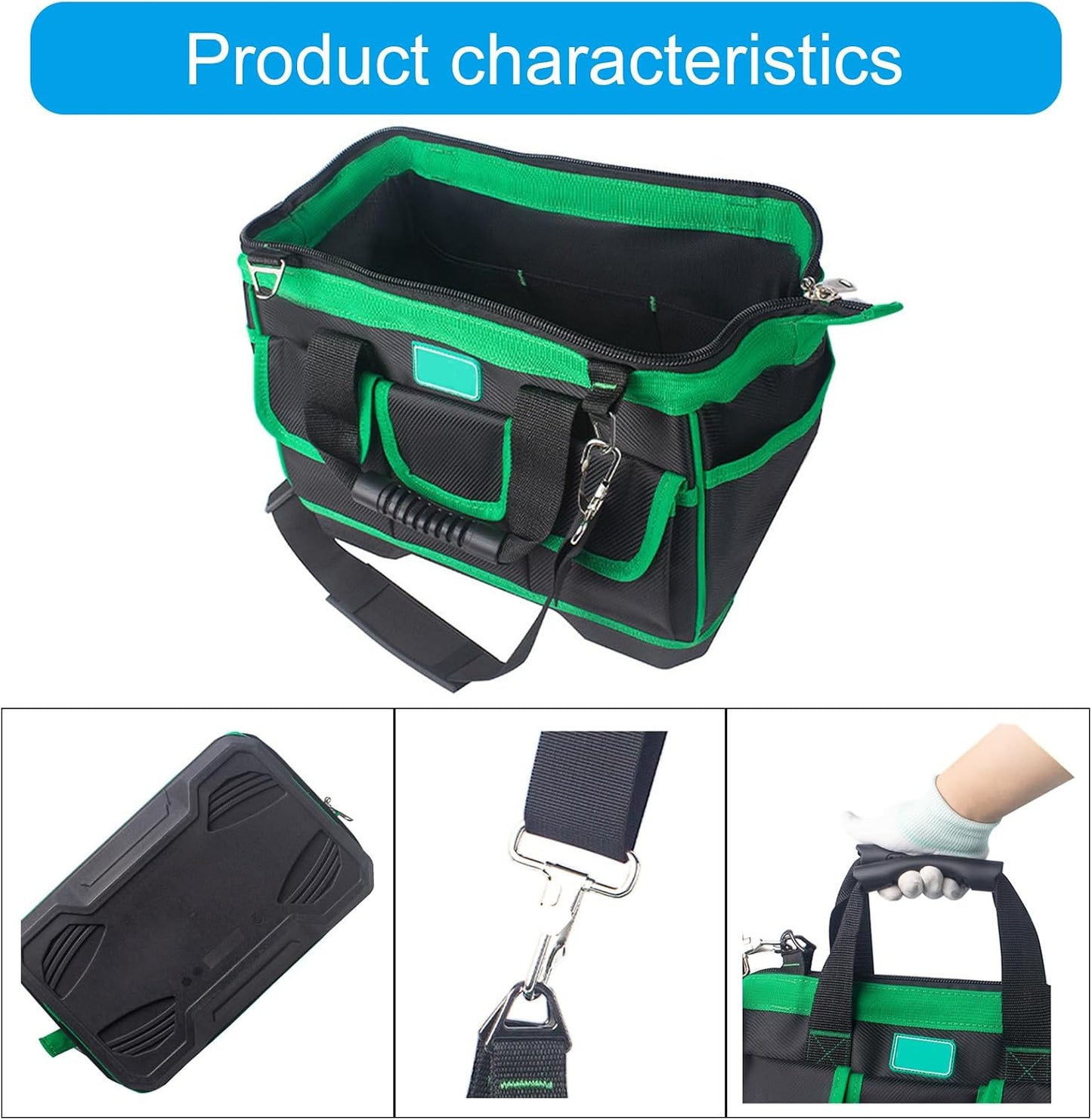  Sac à Outils De 40,6 Cm, 45,7 Cm, Avec Bandoulière Réglable, étanche, Avec 8 Poches Extérieures, Poignée En Caoutchouc