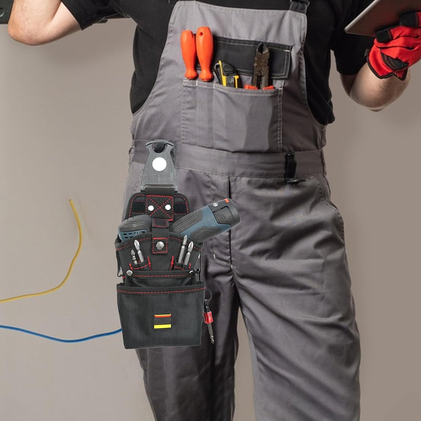  Poche à Outils Pour Ceinture - Sac Porte-Outils Ceinture Aimanté - Organisateur Résistant Aux Rayures Pour Électricien Sur Chantier BTP Et Atelier