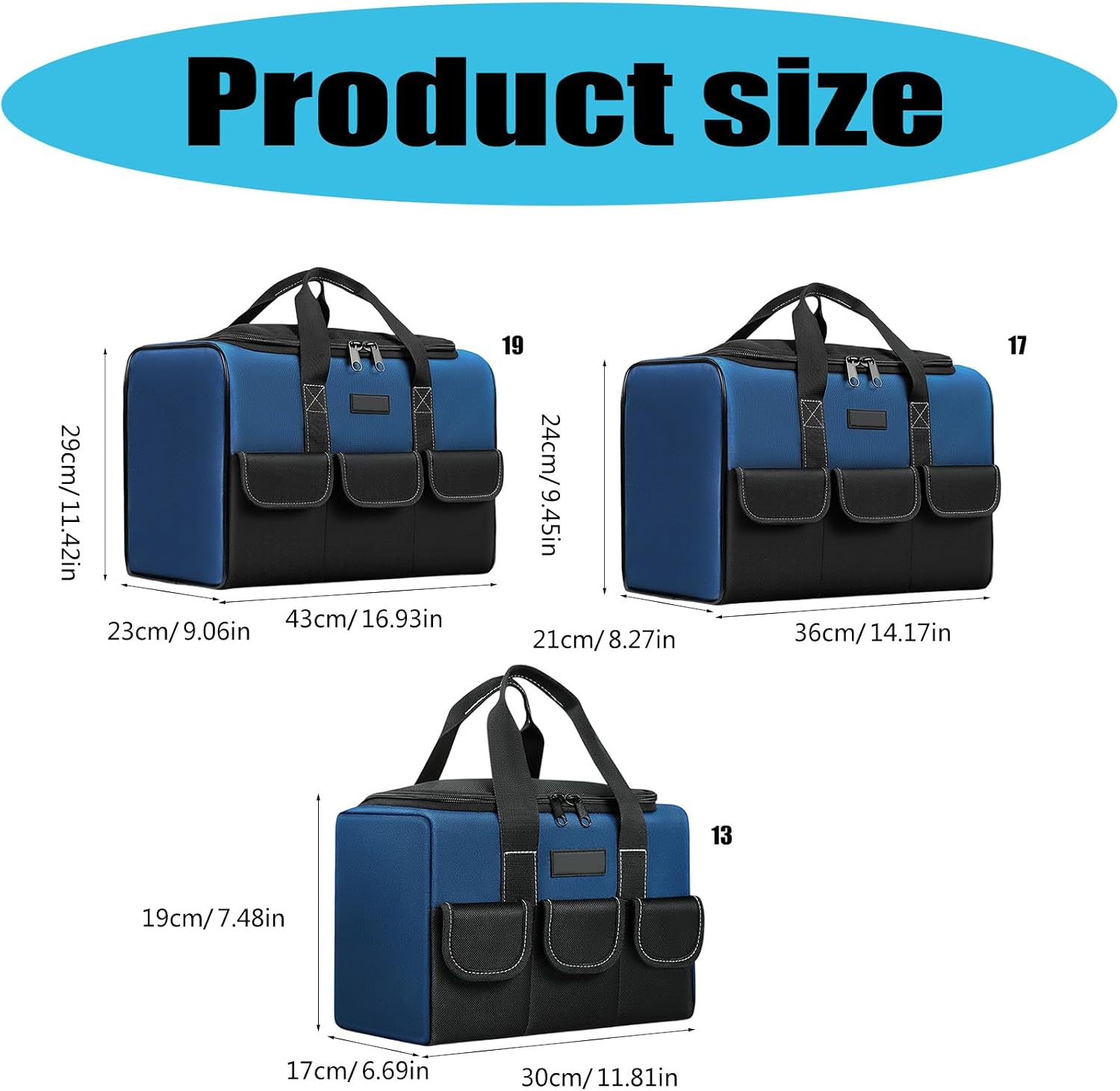  Sac De Rangement Pour Outils Industriel, Avec Poignées Renforcées, Imperméable Pour Mécaniciens, Entrepreneurs Et Outils De Maintenance En Tissu