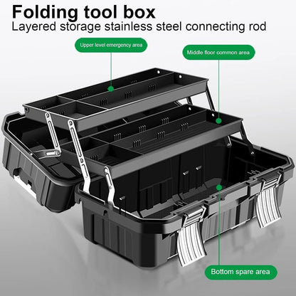  Boîte De Rangement De Matériel,boîte De Rangement D'outils | Organisateur De Matériel étanche à 3 Couches Pliable | Solution De Stockage Multifonctionnelle De Grande Capacité Avec Boucle En Acier