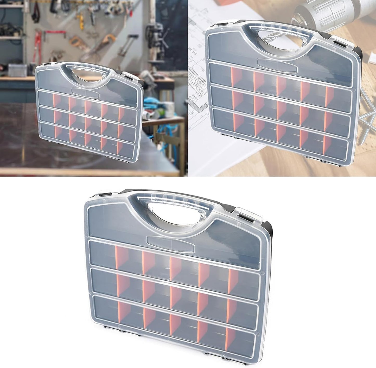  Boîte De Rangement Pour Outils De Garage Avec Compartiment, Séparateurs De Boulons