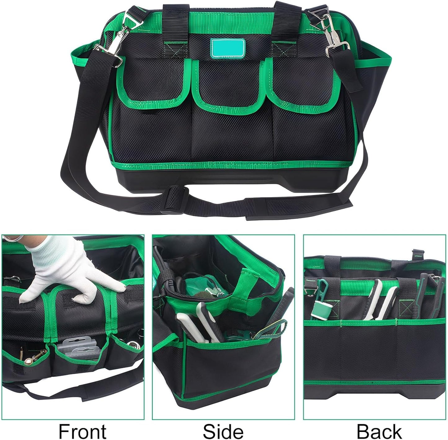  Sac à Outils De 40,6 Cm, 45,7 Cm, Avec Bandoulière Réglable, étanche, Avec 8 Poches Extérieures, Poignée En Caoutchouc