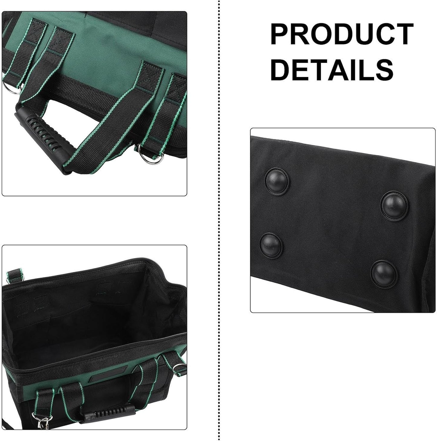  Sac à Outils Robuste Vert De 40,6 Cm Avec Plusieurs Compartiments Et Sangle Rembourrée Pour Un Transport Facile (B)