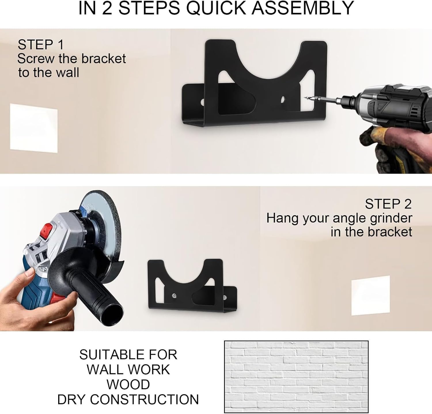 GENERIC Support De Meuleuse | Support Mural Pour Meuleuse D'angle | Support En Fer Multifonction Pour Machine à Polir, Outils électriques, Ponceuses, Perceuses