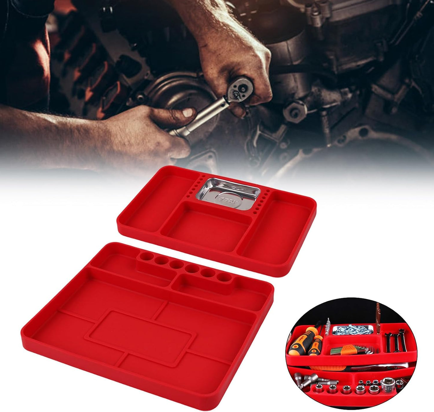  Plateau à Outils En Silicone Souple Pliable Et Facile à Nettoyer Pour Les Techniciens Gestion Efficace Des Outils Dans Les Réparations En Atelier