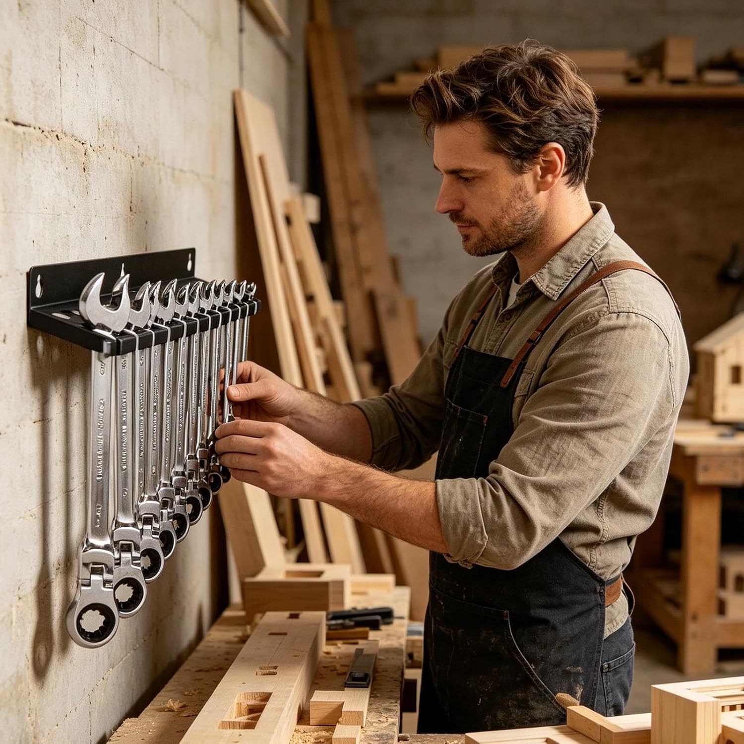  Generisch Porte-clés Et Organiseur – Étagère De Rangement Pour Clés Mixtes , Grande Capacité Avec Bandes Magnétiques, Acier à Outils Robuste, Montage Mural Peu Encombrant, Pour Le Garage