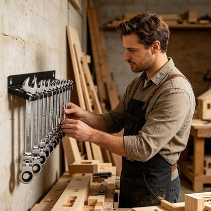  Generisch Porte-clés Et Organiseur – Étagère De Rangement Pour Clés Mixtes , Grande Capacité Avec Bandes Magnétiques, Acier à Outils Robuste, Montage Mural Peu Encombrant, Pour Le Garage