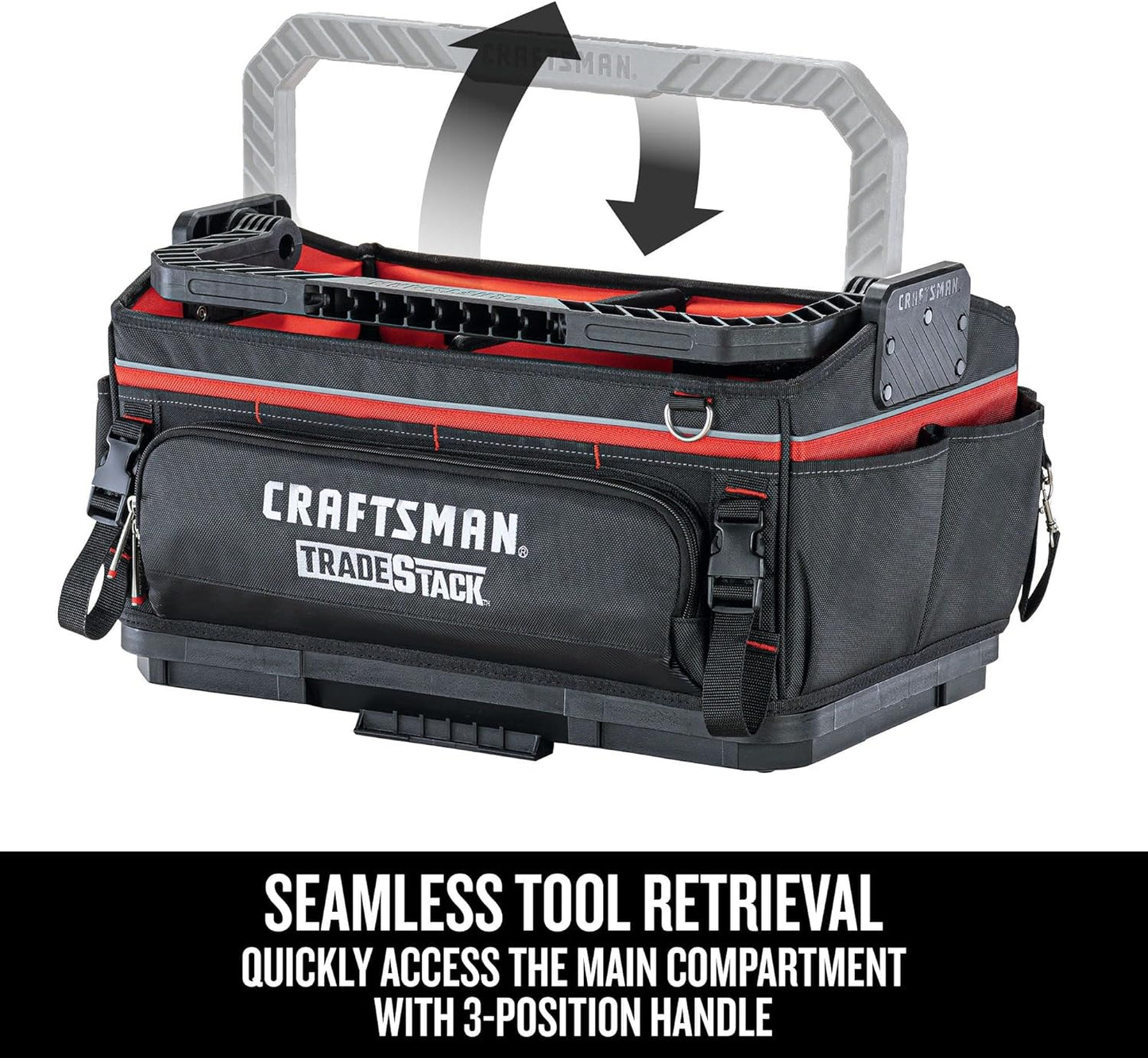  CRAFTSMAN Trade STACK CMST21451 Sac à Outils Avec Fermeture éclair, 56,8 Cm, Polyester, Noir/rouge