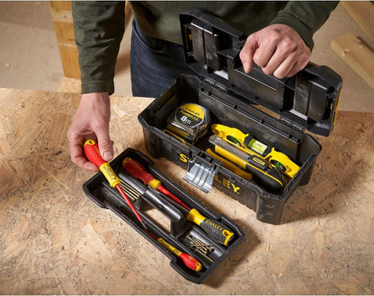  Stanley Stst1-75515 Boîte À Outils Avec Plateau Porte-Outils Amovible - 2 Organiseur & Tayg 22555 Casier à Séparateurs Amovibles Basic Line Nº 22-21, Noir