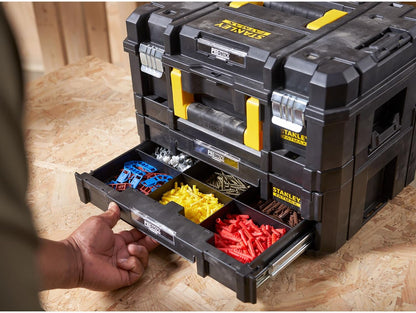  STANLEY FMST1-71981 Kit 2 Mallettes Modulable Tstak/Pro-Stack Gamme FATMAX - 21.5L - Corps En Polypropylène - Larges Attaches Métalliques Anti-Corrosion - Cadenassable