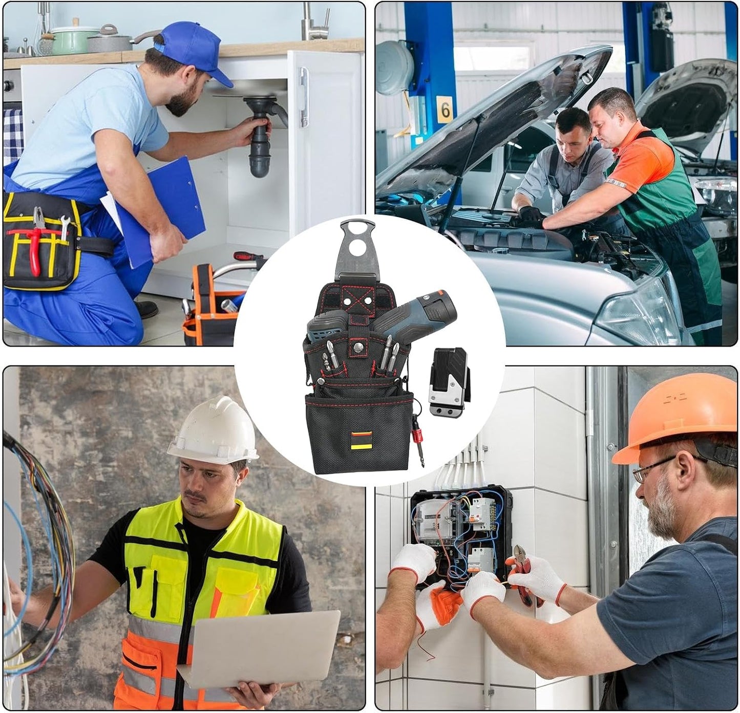 Poche à Outils Pour Ceinture - Sac Porte-Outils Ceinture Aimanté - Organisateur Résistant Aux Rayures Pour Électricien Sur Chantier BTP Et Atelier