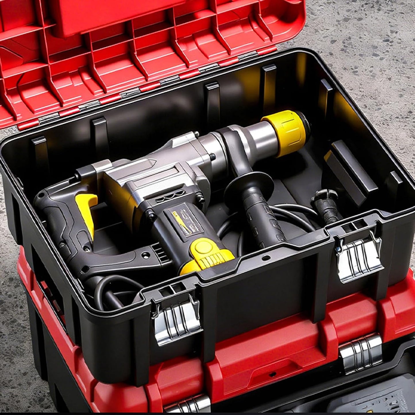 Outil électrique De Grande Capacité Avec Poignée Ergonomique Pour Divers Composants De Matériel, Boîte De Rangement Extra Large Et épaisse Pour Outils électriques