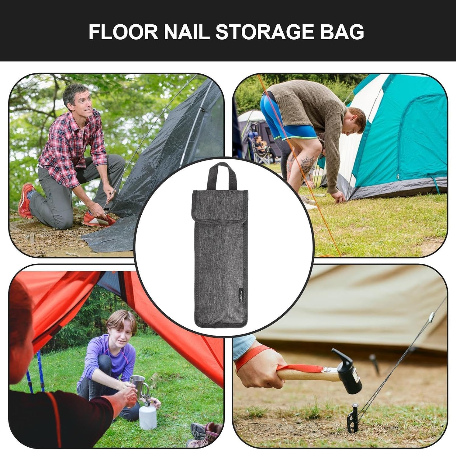 GENERIC Sac à Piquets De Tente | Organiseur De Piquets De Tente – Sac De Rangement Pour L'extérieur, La Randonnée, La Chasse, Et Autres, Rangement D'outils Pour Le Camping, Accessoires De Camping