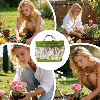 Genérico Panier De Jardinage Avec Poignée En Oxford, Spacieux, Porte-outils De Jardinage Multi-poches Pour Femmes, Hommes, Jardiniers, électriciens, Cour, Patio, Pelouse, Gants De Travail, Gadgets
