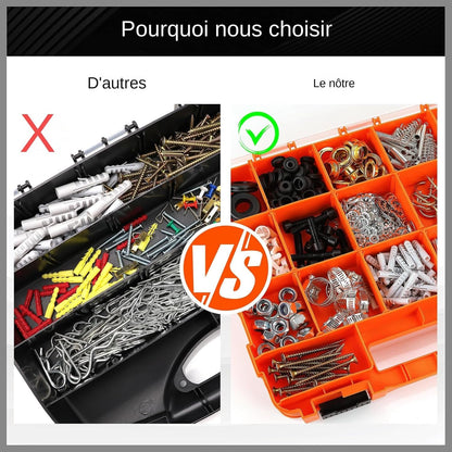  Boîte à Outils Portable - Mallette Portable Avec 34 Compartiments,Boîte De Rangement De Pièces Avec Cloisons Amovibles | Pour Électronique, Perles, Bijoux, Quincaillerie, Boulons, Écrous, Forets,