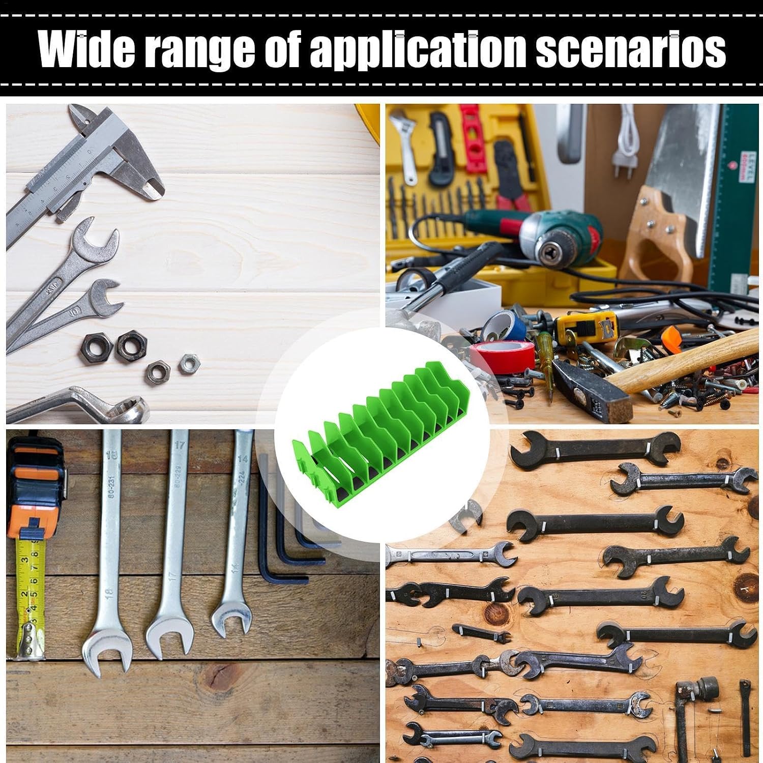 Support De Pince Pour Tiroir à Outils, 10 Pinces à Outils, Base En Caoutchouc Antidérapant, Rangement Robuste Pour Boîte à Outils, Intérieur, Garage, Outils, Jaune, Bleu, Vert 25,4 Cm