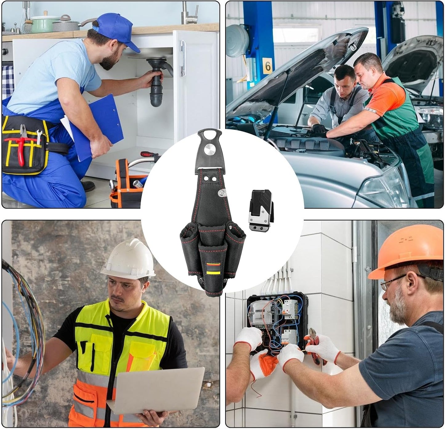 GENERIC Sac à Outils Conçu Pour électricien | Sachet Organisateur De Grande Capacité,Sac De Taille D'électricien - Pour Entrepreneurs, Mécaniciens, Plombiers, Bricoleurs, Couvreurs, Charpentiers