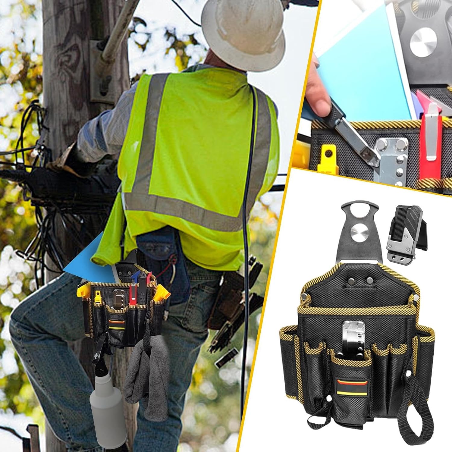  Sac Ceinture à Outils Pour Électricien,Poche De Taille Multi-poche Pour Technicien Électricien - Ceinture Holster Utilitaire Légère Pour Personnel De Travail Coiffeurs Couvreurs