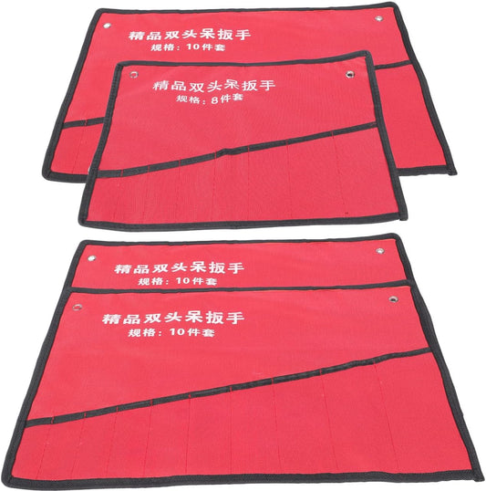  Healvian Pochette De Rangement Pour Outils En Tissu Oxford Rouge, 4 Pièces, Légère Et Facile à Nettoyer, Support Enroulable Pour Boîte à Outils Et Atelier