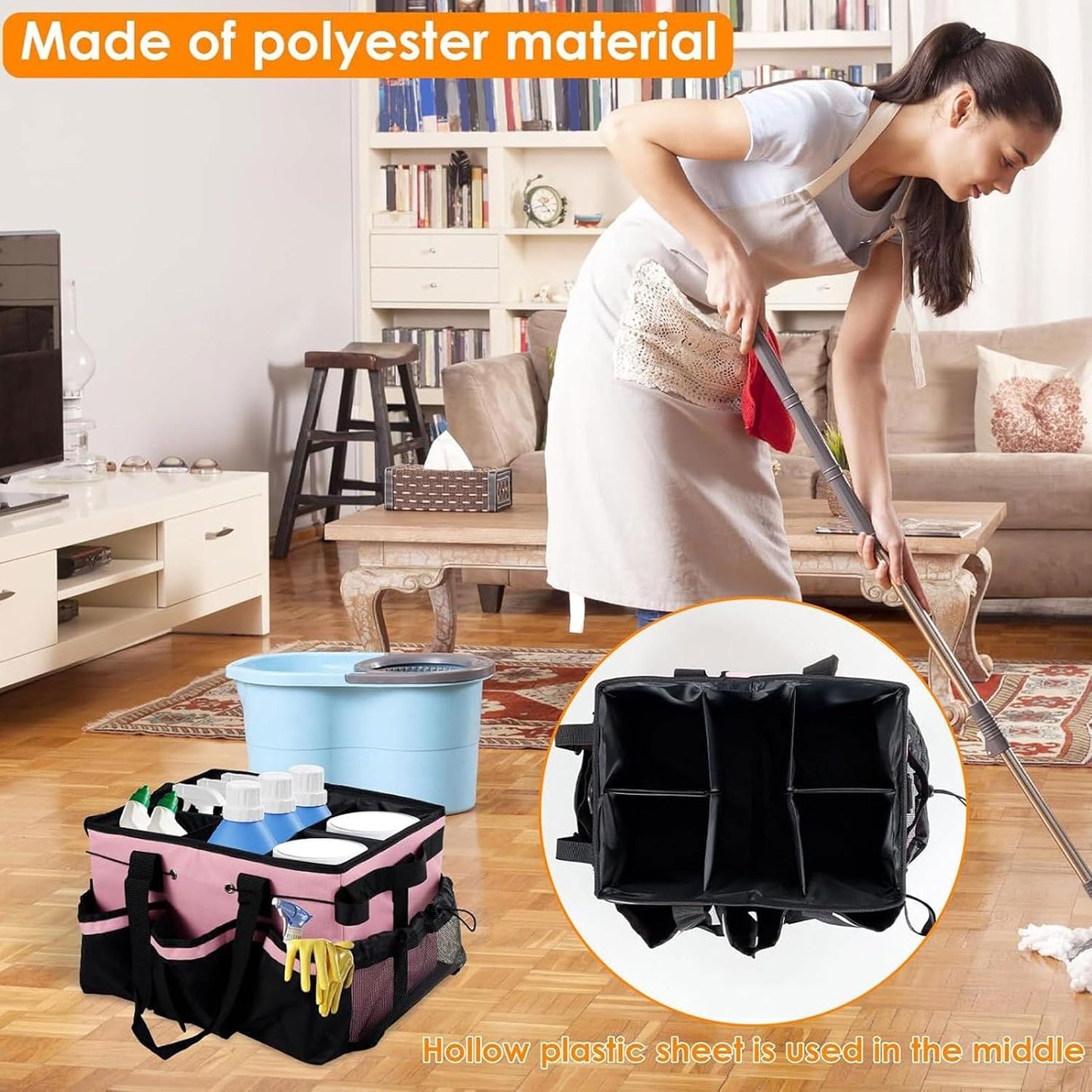  Housekeepers Sacs De Nettoyage, Organisateur De Nettoyage Avec Poignée, 40 X 25 X 24 Cm, Rangement Multi-poches, Construction En Tissu Durable Pour Cuisine, Dortoir, Salle De Bain, Camping, Voiture