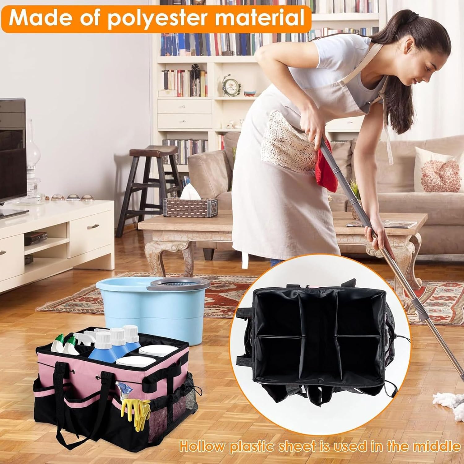  Housekeepers Sacs De Nettoyage, Organisateur De Nettoyage Avec Poignée, 40 X 25 X 24 Cm, Rangement Multi-poches, Construction En Tissu Durable Pour Cuisine, Dortoir, Salle De Bain, Camping, Voiture