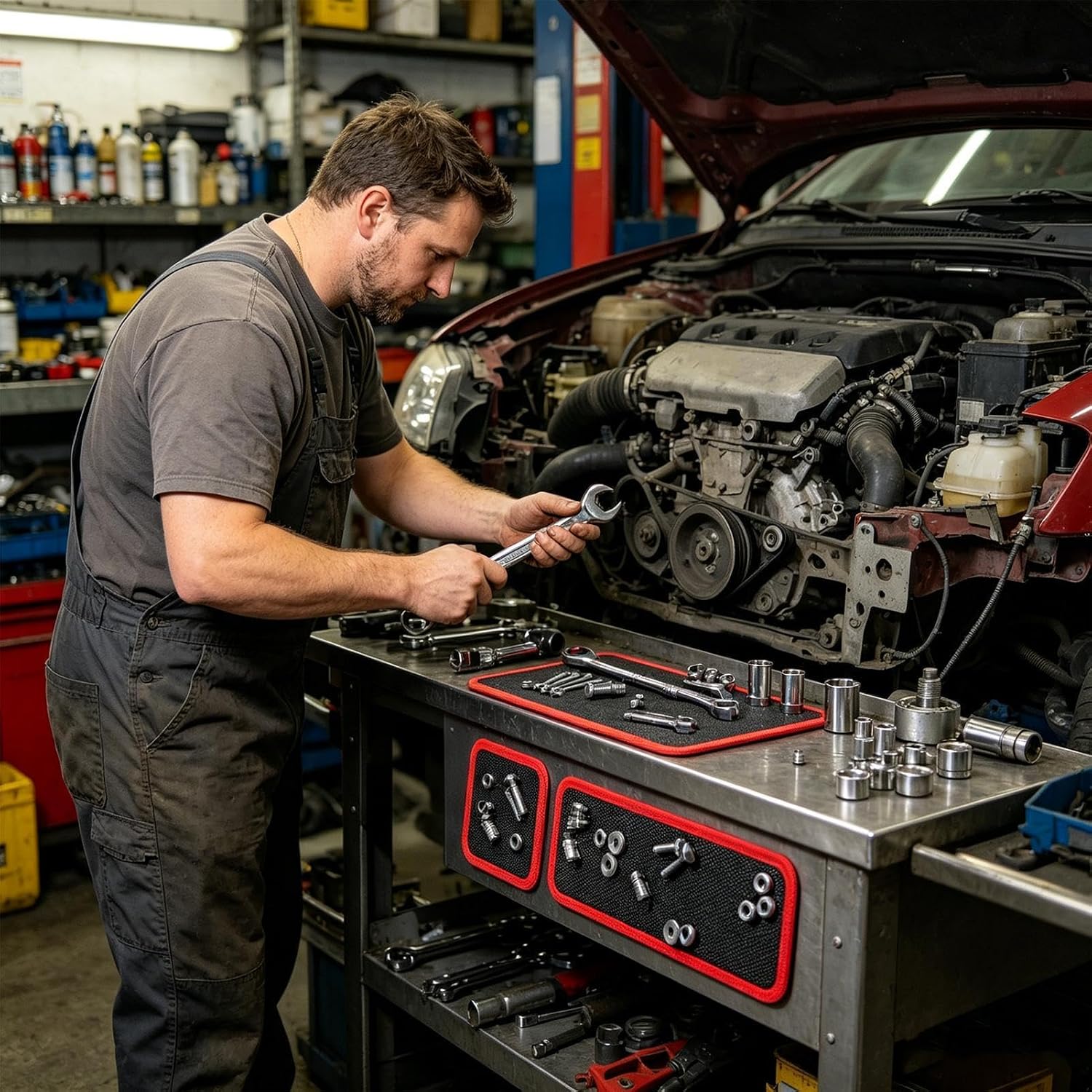  Coussinets Magnétiques Pour Outils, Organisateur De Pièces Magnétiques Flexibles Et Antidérapantes – Tapis De Support Magnétique Flexible | Pour Atelier, Réparation Automobile, Voiture, Garage