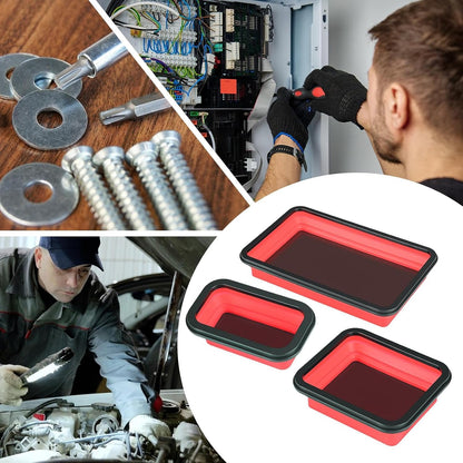  Générique Bac Magnétique,Lot De 3 Porte-Pièces Magnétique De Rangement | Organisateur D'outils Pliable Pour Tri Vis Écrous Atelier Garage De Réparation