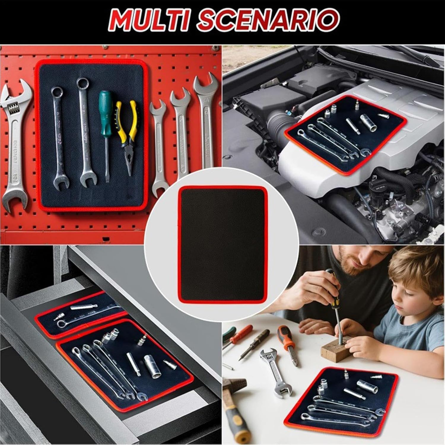 Coussinets Magnétiques Pour Outils, Organisateur De Pièces Magnétiques Flexibles Et Antidérapantes – Tapis De Support Magnétique Flexible | Pour Atelier, Réparation Automobile, Voiture, Garage
