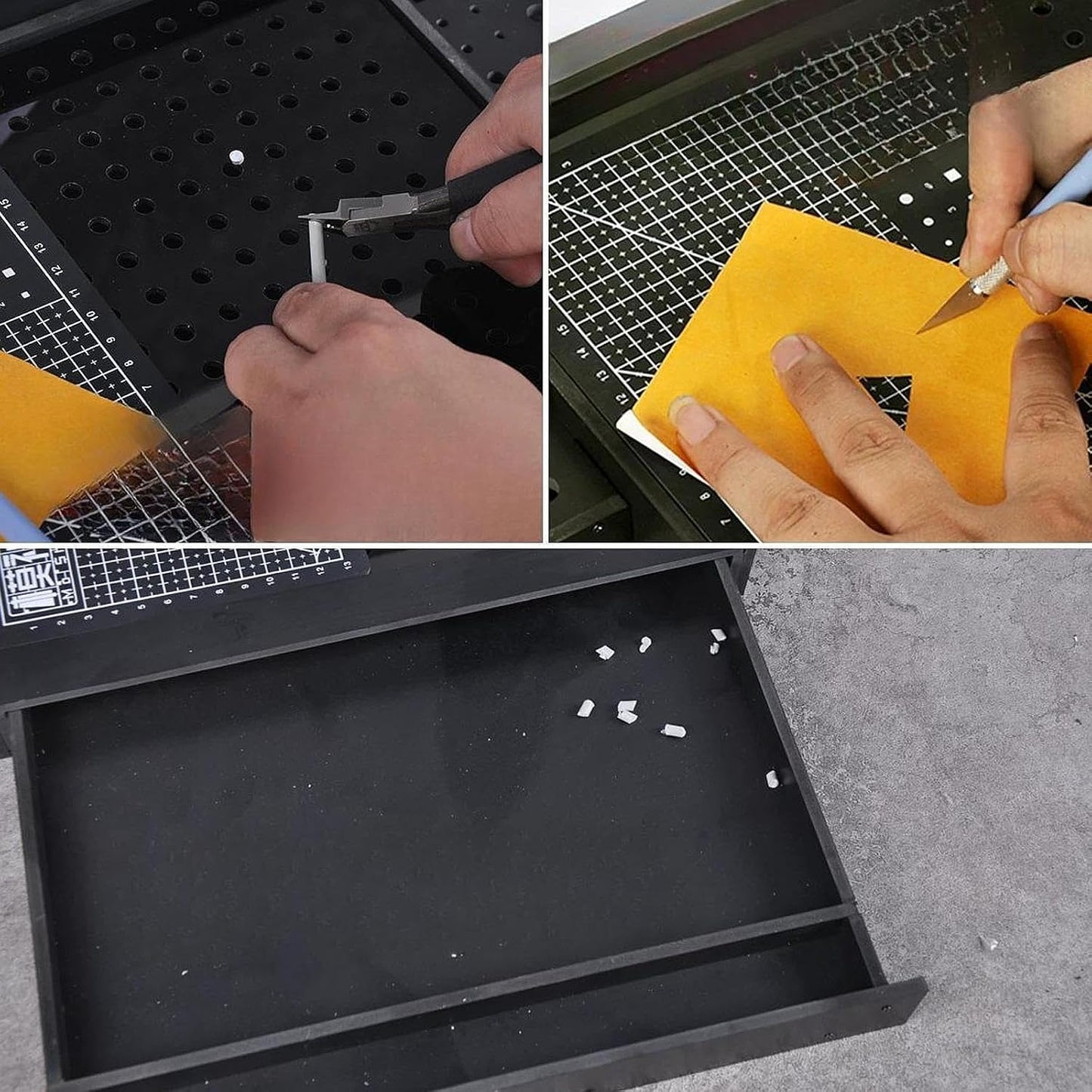 MagiDeal Établi Pour La Fabrication Maquettes, Boîte Construction Maquettes, Poste Travail Pour Pièces Précision, Organisateur D'outils, Blanc