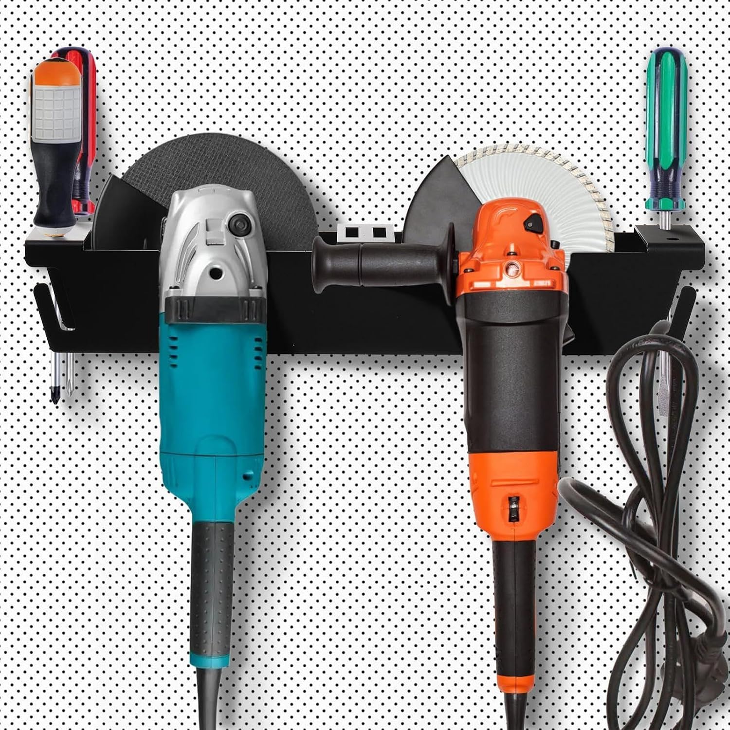 GENERIC Support Mural Pour Meuleuse D'angle | Tournevis D'outils électriques 2 Fentes Pour Atelier, établi, Panneau Perforé, Garage