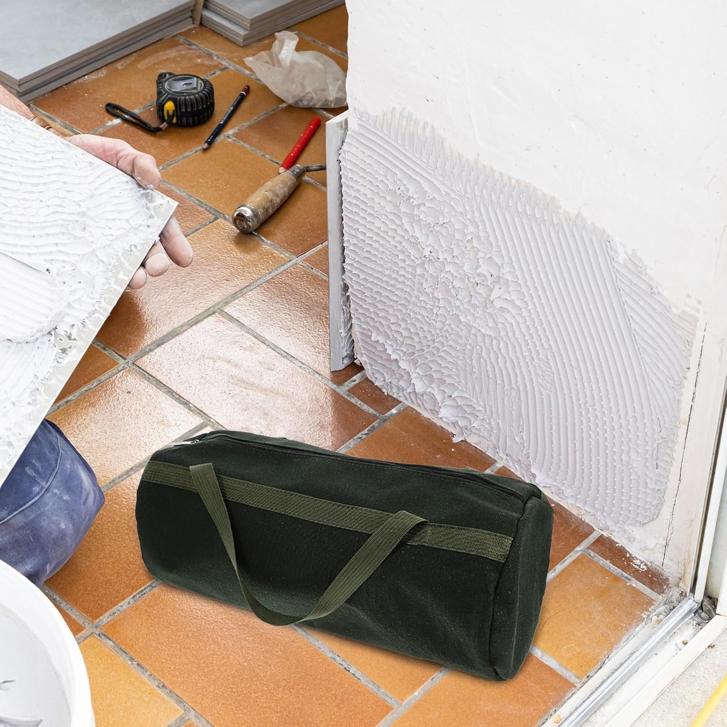  Healvian Pochette à Outils Grosse Capacité En Toile Canvas Design Multifonctionnel Pour Rangement Et Transport Facile Des Outils De Réparation à Domicile