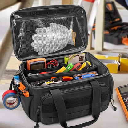 Genérico Tool Bag Organizer, Power Tool Bag, Wide Mouth Tool Bags, Portable 36,6 X 21,6 X 20,6 Cm, 14,41 X 8,5 X 8,11 Pour La Maison, L'atelier Et D'autres Emplois Site Use, Noir, 1 Pièce