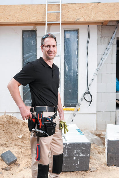  Kwb Sacoche à Outils En Cuir Avec Ceinture - 5 Compartiments, Poche à Clous, Poche à Couteau, Porte Marteau Et Support Pour Mètre Ruban