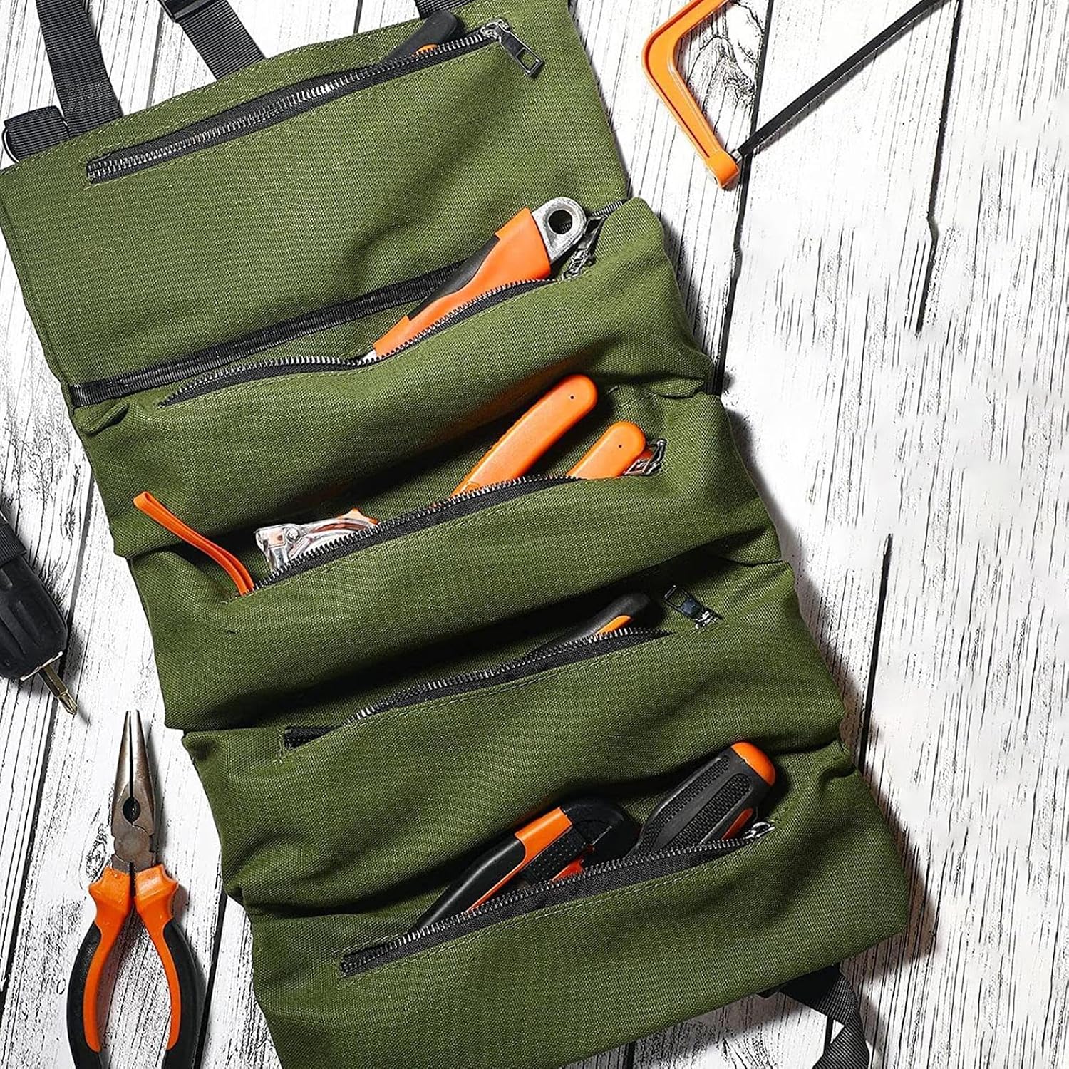  Pochette Enroulable Pour Clé - 5 Fourre-tout De Transport à Fermeture éclair Pour Outil De Fermeture éclair,Organisateur De Sac à Outils Pliable Avec Organisateur De Pochette à Outils Robuste Et Sac D